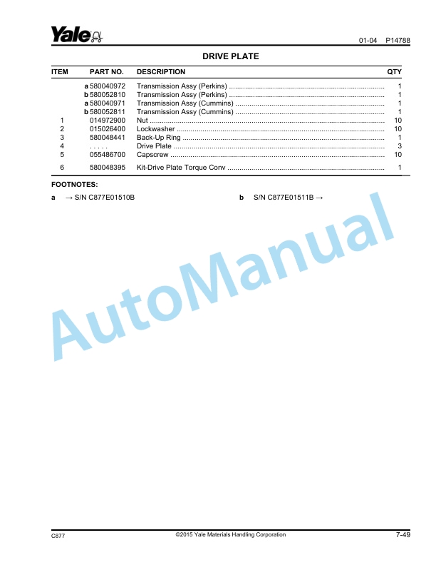 Yale C877 GDP300-330-360EB Parts Manual 524206423 3 Yale C877 GDP300-330-360EB Parts Manual 524206423 - Image 3