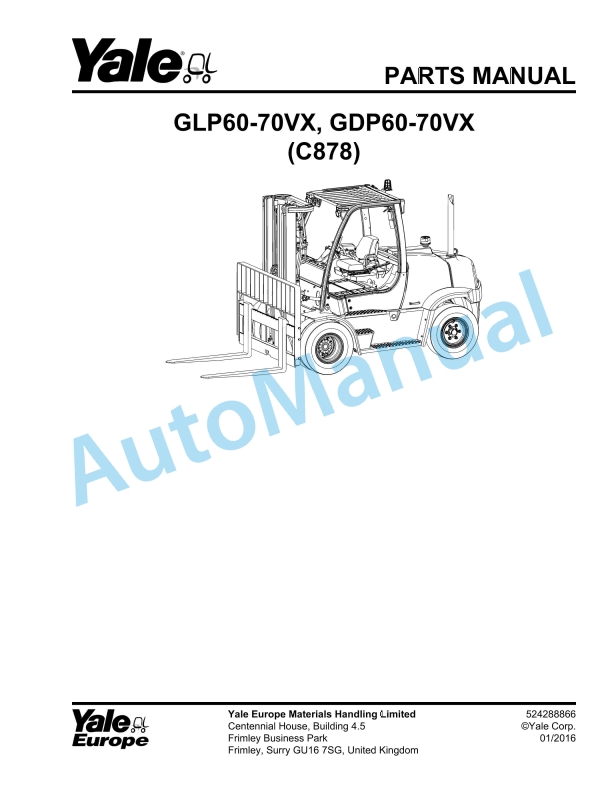 Yale C878 GLP60-70VX, GDP60-70VX Parts Manual 524288866