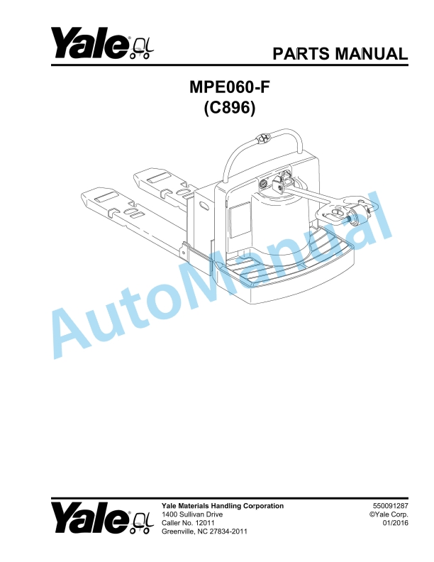 Yale C896 MPE060-F Parts Manual 550091287