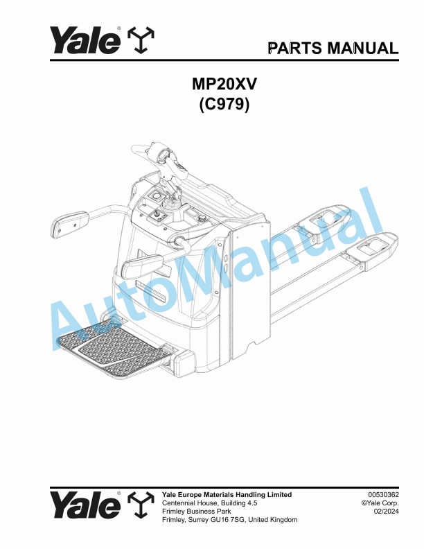 Yale C979 MP20XV Parts Manual 00530362