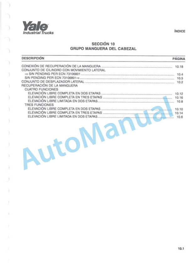 Yale D807 ERP1.6-1.8-2.0ATF Parts Manual 524150866 SP-5