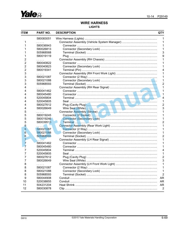 Alternative view of Yale D810 GDP-GLP030VX, GDP-GLP035VX, GDP-GLPS040VX Parts Manual 550108574