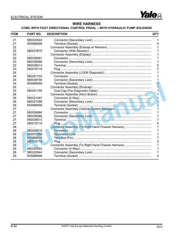 Alternative view of Yale D810 GDP-GLP16VX, GDP-GLP18VX, GDP-GLP20SVX Parts Manual 550108577