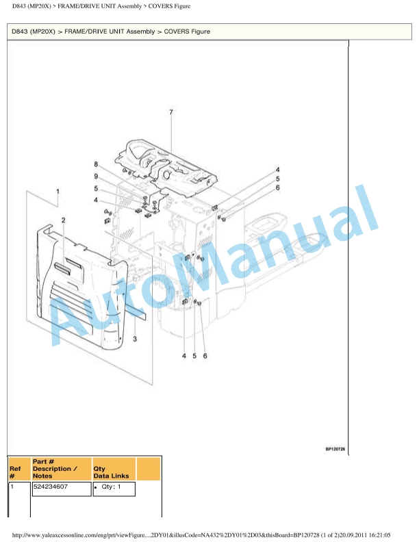 Yale D843 MP20X Parts Manual