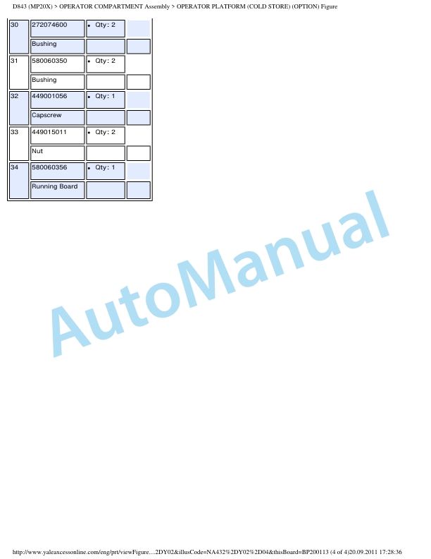 Alternative view of Yale D843 MP20X Parts Manual