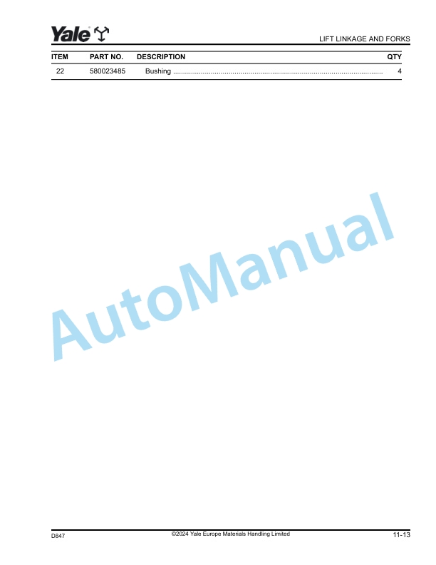 Yale D847 MS12X, MS14X, MS16X, MS20X Parts Manual 550191446 5 Yale D847 MS12X, MS14X, MS16X, MS20X Parts Manual 550191446 - Image 5