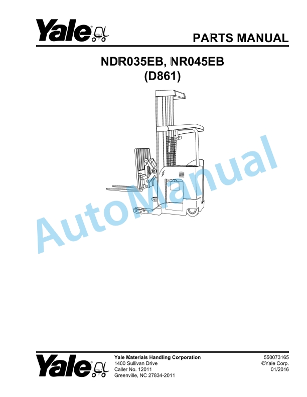 Yale D861 NDR035EB, NR045EB Parts Manual 550073165