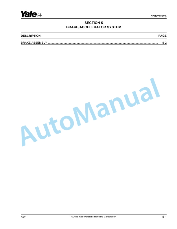 Alternative view of Yale D861 NDR035EB, NR045EB Parts Manual 550073165