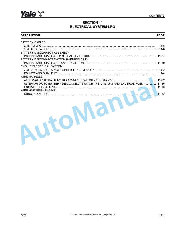 Alternative view of Yale D875 GP-GLP-GDP040VX, GP-GLP-GDP050VX, GP-GLP-GDP060VX, GP-GLP-GDP070VX Parts Manual 550109075