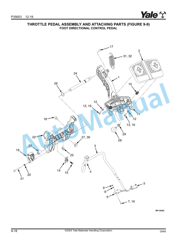 Alternative view of Yale D909 GDP170VX, GDP175VX36, GDP190VX, GLP170VX, GLP175VX36, GLP190VX Parts Manual 550230024