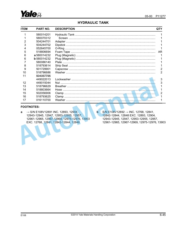 Alternative view of Yale E108 ERC040-065RG-ZG Parts Manual 524140148