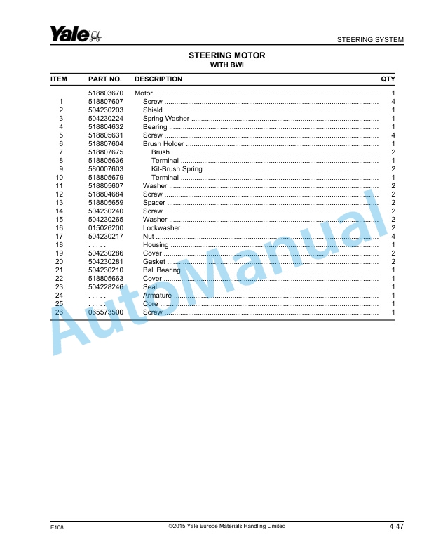 Alternative view of Yale E108 ERC20-30AGF Parts Manual 504250746