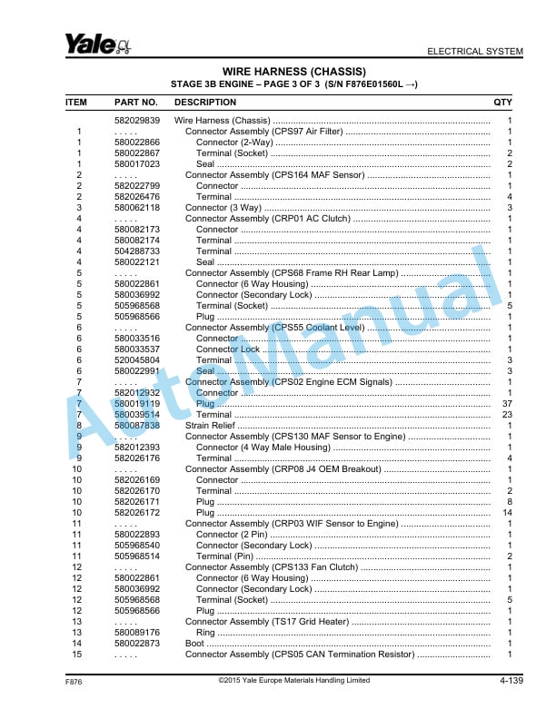 Alternative view of Yale F876 GDP80DC, GDP90DC, GDP100DC, GDP100DCS, GDP120DC Parts Manual 550061708