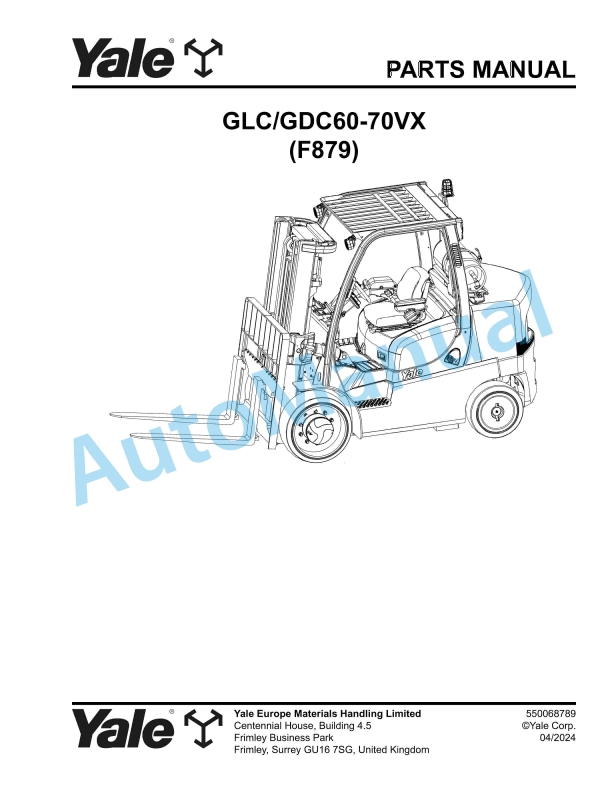 Yale F879 GLC-GDC60-70VX Parts Manual 550068789