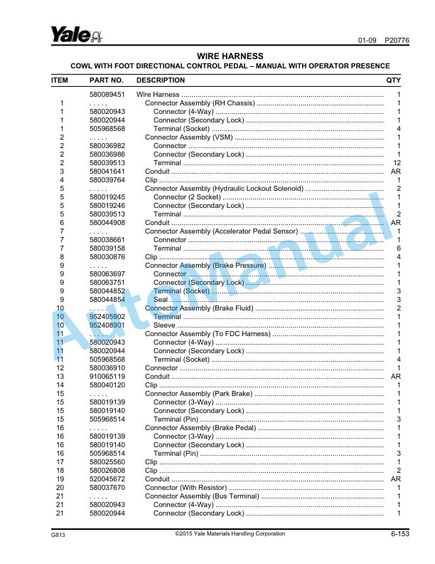 Alternative view of Yale G813 GP080-120VX, GLP080-120VX, GDP080-120VX Veracitor Parts Manual 524329168
