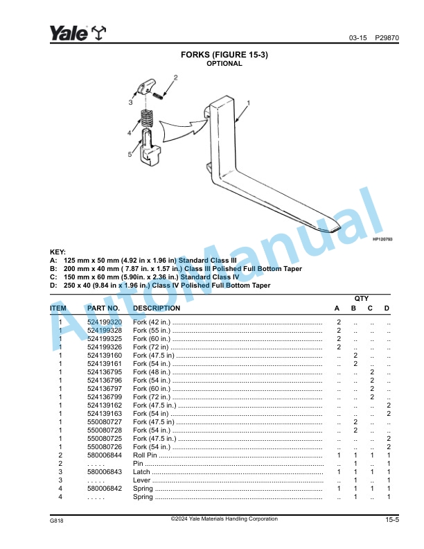 Yale G818 GLC080-120VX, GLC080-100VXBCS, GLC120SVX, GLC120VXPRS Parts Manual 550118393 5 Yale G818 GLC080-120VX, GLC080-100VXBCS, GLC120SVX, GLC120VXPRS Parts Manual 550118393 - Image 5