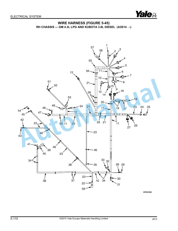 Alternative view of Yale J813 GLP-GDP40VX5, 40VX6, 45VX6, 45SVX5, 50VX, 55VX Parts Manual 550068680
