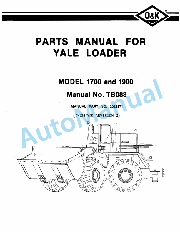 Yale TB083 O-K 1700-1900 Loader Parts Manual 2022971