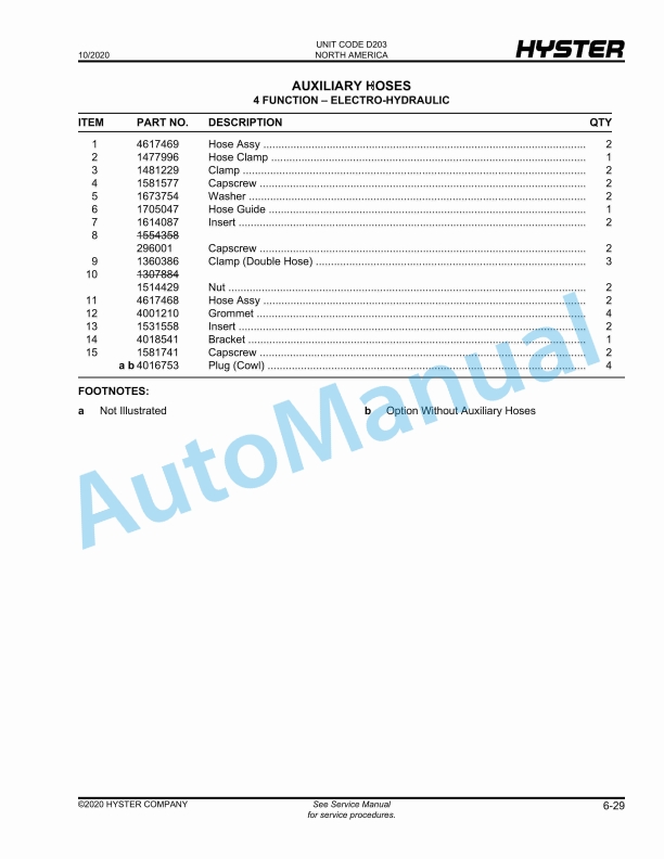 Hyster A25XNT, A30NXT (D203) Parts Manual 3 Hyster A25XNT, A30NXT (D203) Parts Manual - Image 3