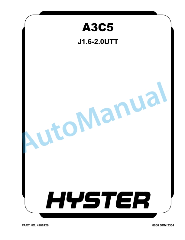 Hyster A3C5 J1.6-2.0UTT Service Manual