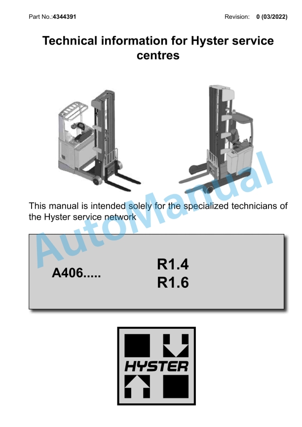Hyster A406 (R1.4, R1.6) Service Manual