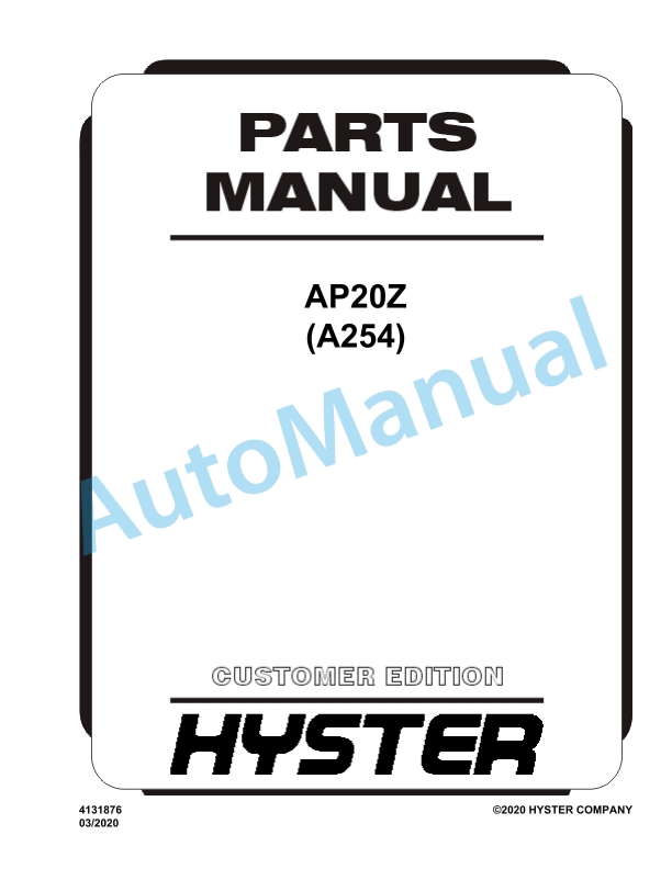 Hyster AP20Z (A254) Parts Manual