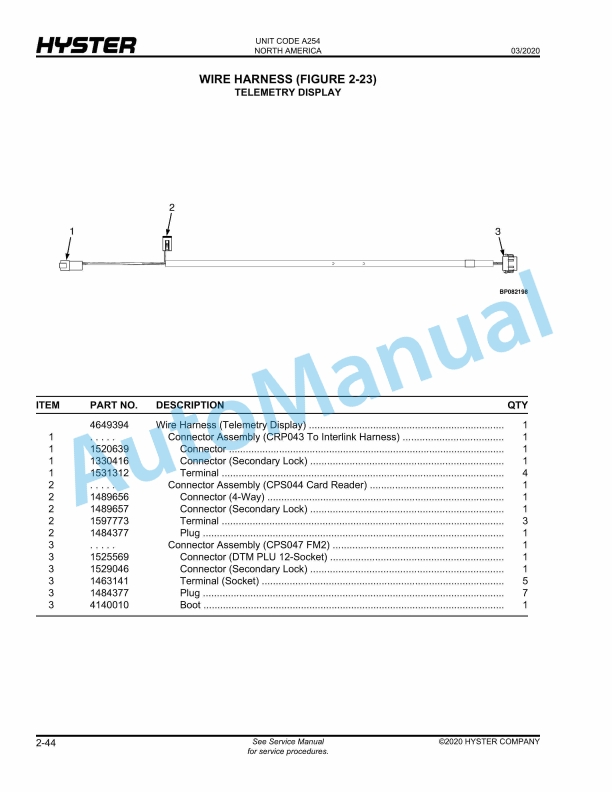 Hyster AP20Z (A254) Parts Manual 2 Hyster AP20Z (A254) Parts Manual - Image 2