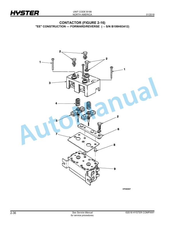 Alternative view of Hyster B60-80XT, C60-80XT (B199) Walkie-Rider Parts Manual