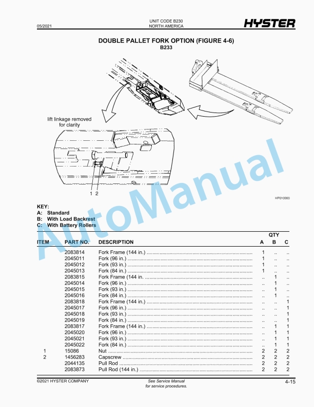 Hyster B60ZAC (B230), B80ZAC (B233) Riders Parts Manual 3 Hyster B60ZAC (B230), B80ZAC (B233) Riders Parts Manual - Image 3