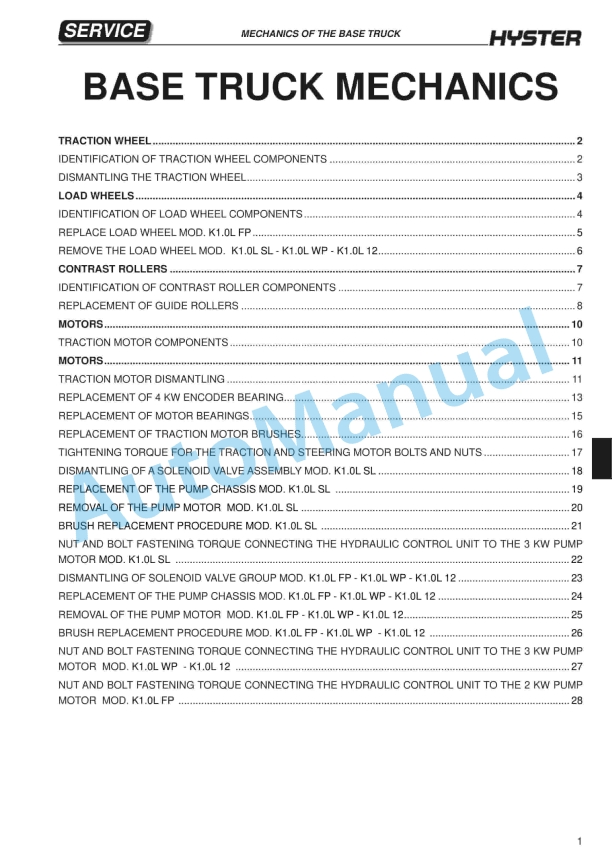 Hyster C457 (K1.0L) Service Manual 2 Hyster C457 (K1.0L) Service Manual - Image 2