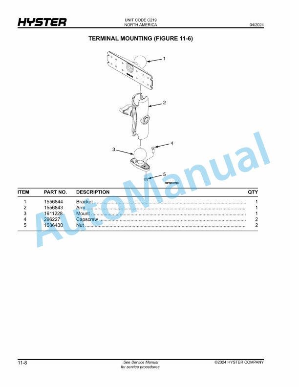 Hyster E30HSD3, E35HSD3, E40HSD3 (C219) Parts Manual 5 Hyster E30HSD3, E35HSD3, E40HSD3 (C219) Parts Manual - Image 5