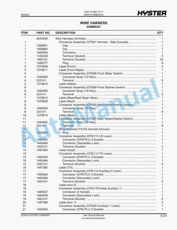 Hyster H1050HD-16CH, H1150HD-16CH (H117) Parts Manual 2 Hyster H1050HD-16CH, H1150HD-16CH (H117) Parts Manual - Image 2
