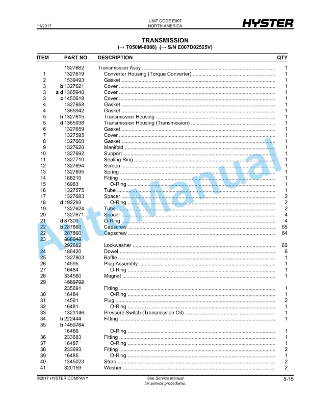 Hyster H165-280XL (E007) Challenger Parts Manual 2 Hyster H165-280XL (E007) Challenger Parts Manual - Image 2