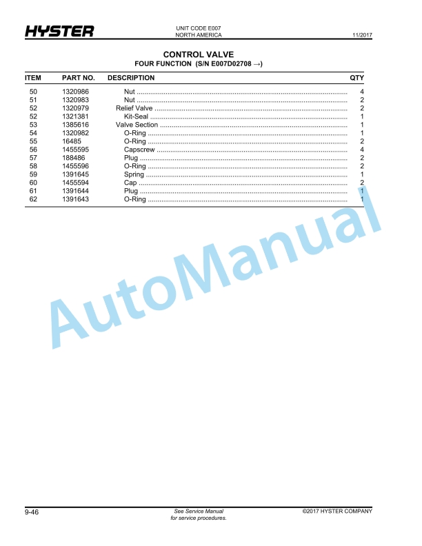 Hyster H165-280XL (E007) Challenger Parts Manual 4 Hyster H165-280XL (E007) Challenger Parts Manual - Image 4