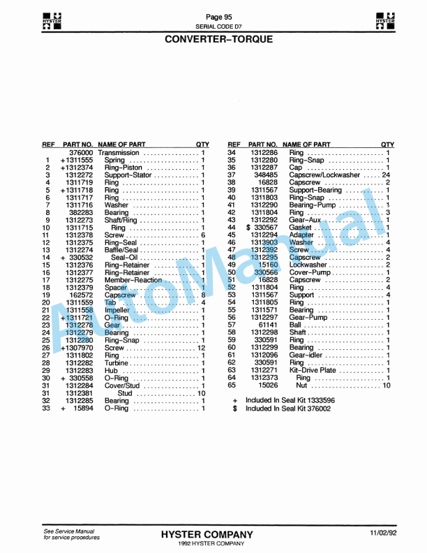 Hyster H165-280XL, H8.00-12.00XL (D7) Challenger Parts Manual 2 Hyster H165-280XL, H8.00-12.00XL (D7) Challenger Parts Manual-2