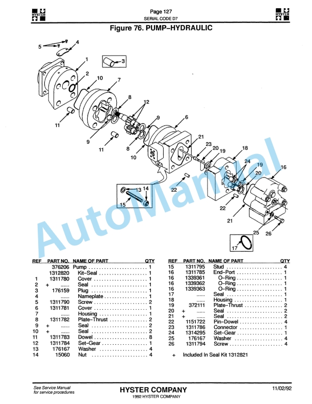 Hyster H165-280XL, H8.00-12.00XL (D7) Challenger Parts Manual 3 Hyster H165-280XL, H8.00-12.00XL (D7) Challenger Parts Manual-3