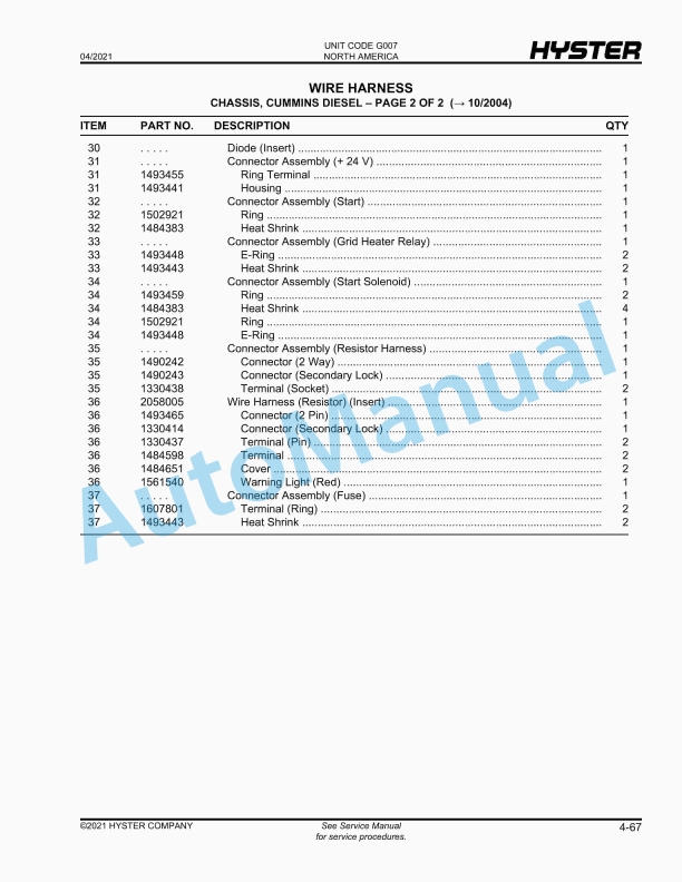 Hyster H170-280HD (G007) Challenger Parts Manual 2 Hyster H170-280HD (G007) Challenger Parts Manual - Image 2