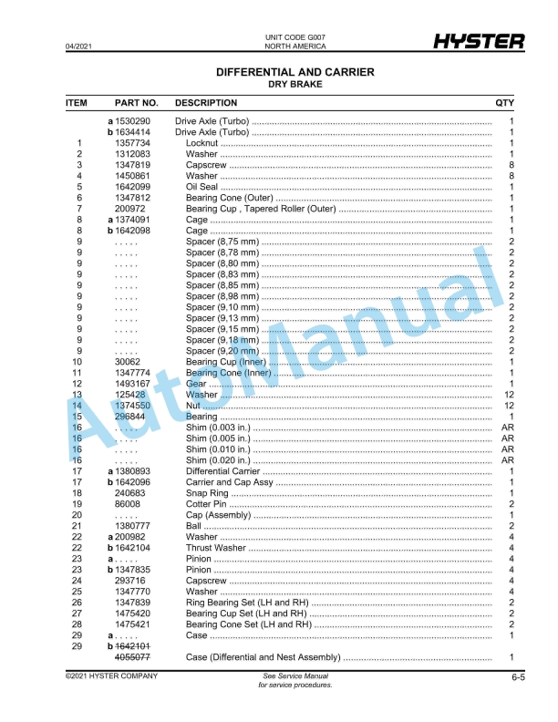 Hyster H170-280HD (G007) Challenger Parts Manual 3 Hyster H170-280HD (G007) Challenger Parts Manual - Image 3