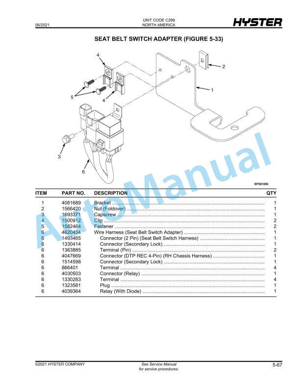 Hyster H170FT, H175FT36, H190FT (C299) Parts Manual 2 Hyster H170FT, H175FT36, H190FT (C299) Parts Manual - Image 2