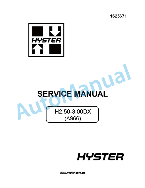 Hyster H2.50-3.00DX (A966) Service Manual 1 Hyster H2.50-3.00DX (A966) Service Manual