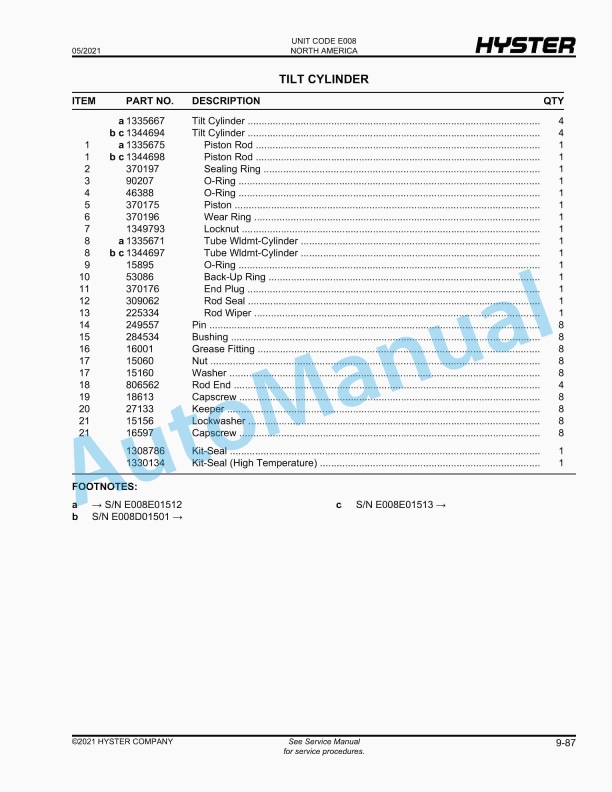 Hyster H440-700F, H550FS, H620FS, H700FS (E008) Challenger Parts Manual 5 Hyster H440-700F, H550FS, H620FS, H700FS (E008) Challenger Parts Manual - Image 5