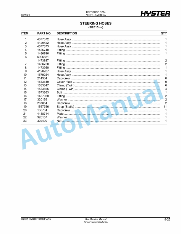 Hyster H450HD-EC, H500HD-EC (D214) Parts Manual 4 Hyster H450HD-EC, H500HD-EC (D214) Parts Manual - Image 4