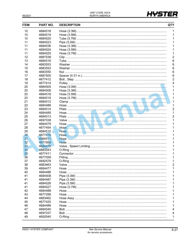 Hyster J1.5UT, J1.8UT, J2.0UT, J2.5UT, J3.0UT, J3.5UT (A3C4) Parts Manual 3 Hyster J1.5UT, J1.8UT, J2.0UT, J2.5UT, J3.0UT, J3.5UT (A3C4) Parts Manual - Image 3