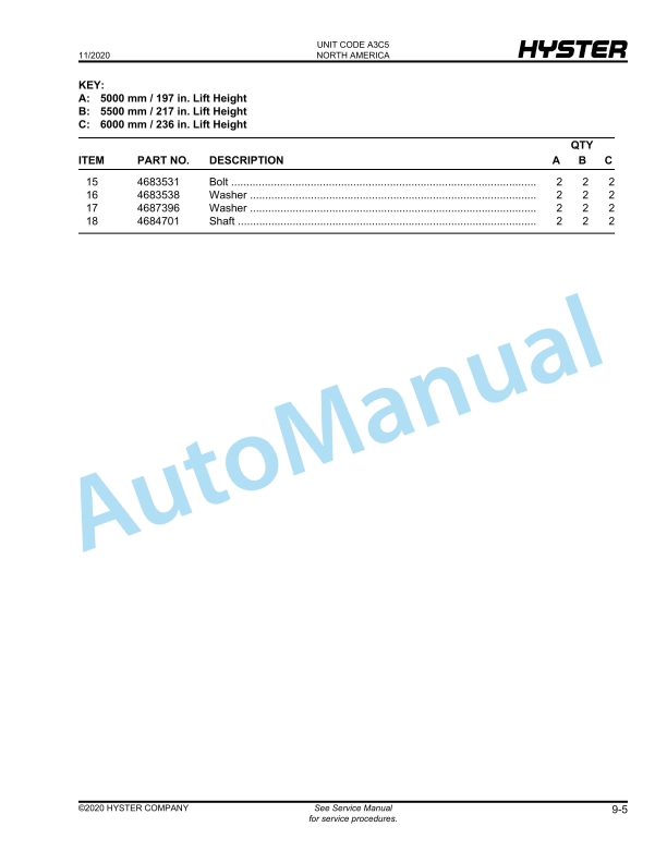 Hyster J30UTT, J35UTT, J40UTT (A3C5) Parts Manual 4 Hyster J30UTT, J35UTT, J40UTT (A3C5) Parts Manual - Image 4