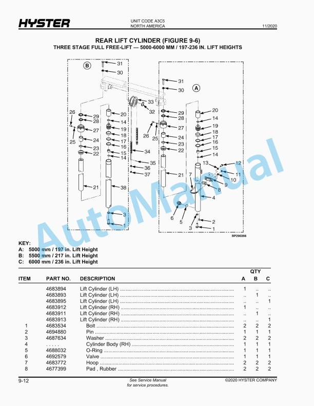 Hyster J30UTT, J35UTT, J40UTT (A3C5) Parts Manual 5 Hyster J30UTT, J35UTT, J40UTT (A3C5) Parts Manual - Image 5