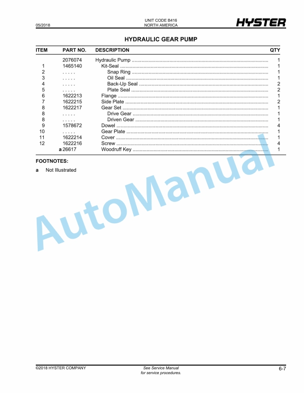 Hyster J40-65Z (B416) Parts Manual 2 Hyster J40-65Z (B416) Parts Manual - Image 2