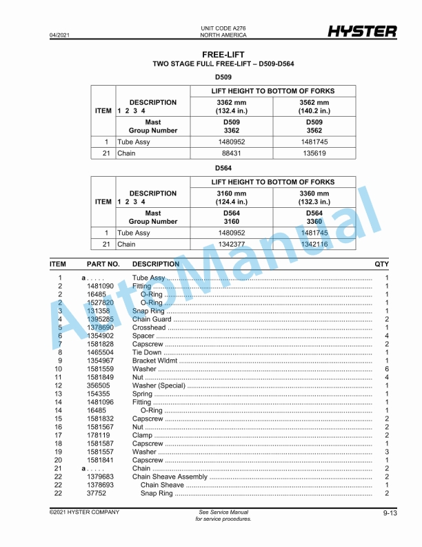 Hyster J45-70XN (A276) Parts Manual 4 Hyster J45-70XN (A276) Parts Manual - Image 4