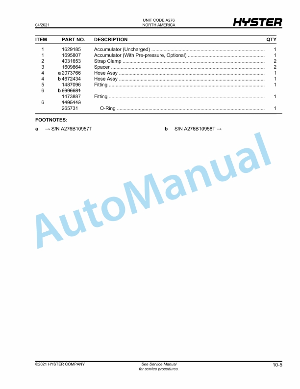 Hyster J45-70XN (A276) Parts Manual 5 Hyster J45-70XN (A276) Parts Manual - Image 5
