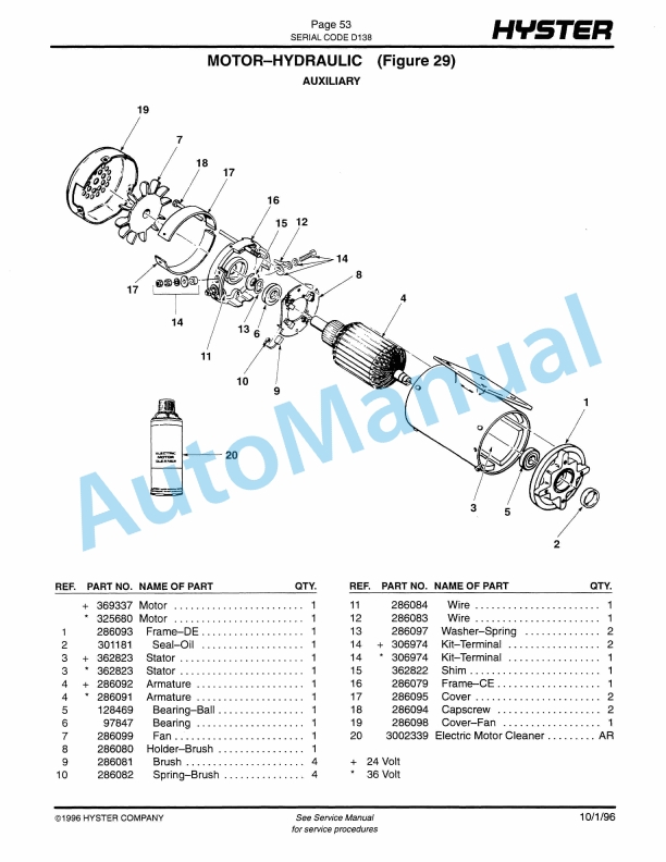 Hyster N50FA, N40-45FR (D138) Electric Parts Manual-2