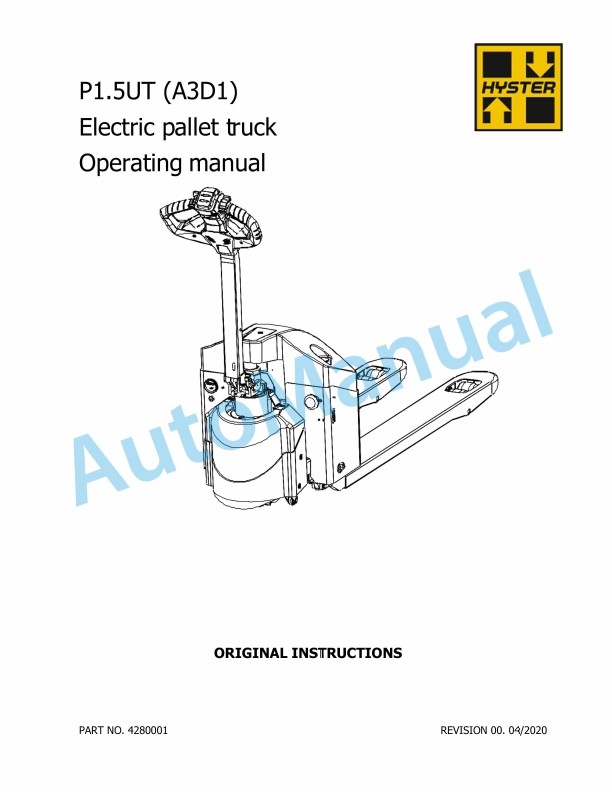 Hyster P1.5UT (A3D1) Electric Pallet Truck Operating Manual
